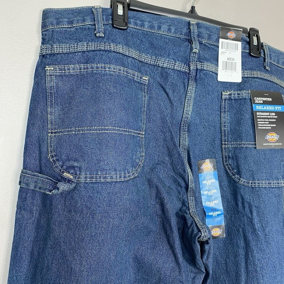 Dickies Men's Size 40X34 Relaxed Fit Straight Leg Carpenter Jeans Blue - Picture 6 of 16